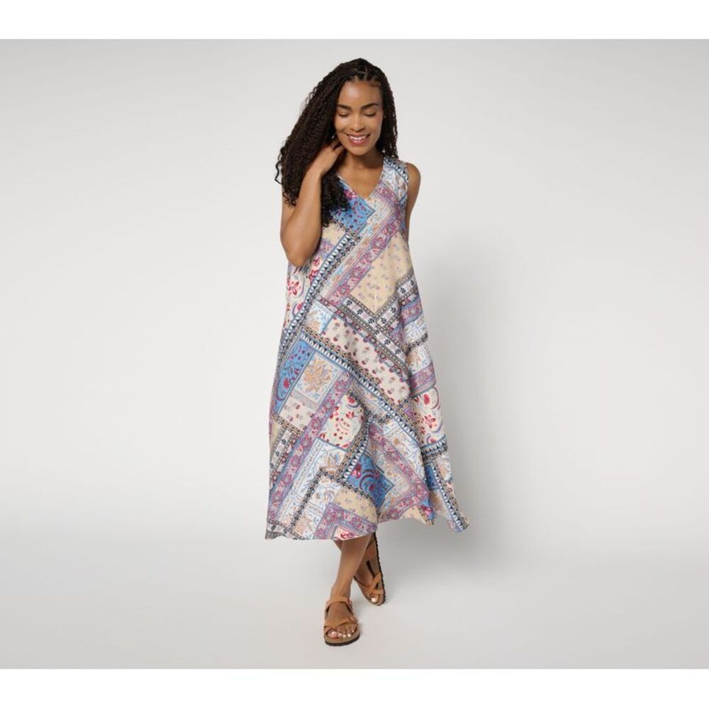 Susan Graver Women's Dress Sz S Passport Dolce Textured Multi-colored
